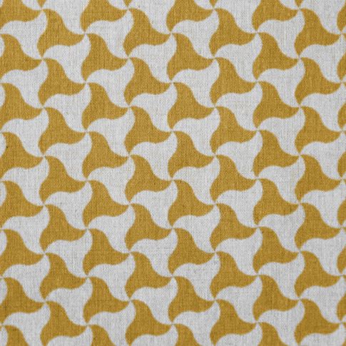 Kaja Honey  - Natural curtain fabric, Yellow abstract print