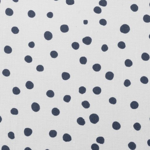 Dottie Ink-WHT - Dotted fabric with dark Blue spots, 100% Linen