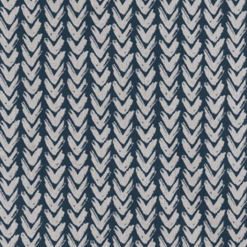 Fia Ink - Linen curtain fabric, abstract Dark Blue pattern