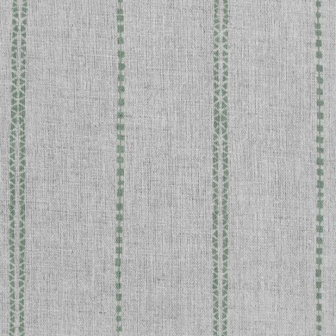 Inga-NAT Jade Mist - Natural fabric with Green decorative stripes, Linen Cotton mix