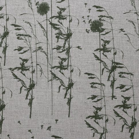 Breeze Khaki - Curtain fabric with Green botanical pattern