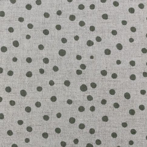 Dottie Khaki - Dotted curtain fabric with Green dots 