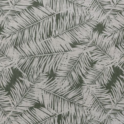 Gabi Khaki - Curtain fabric, Green botanical leaf pattern