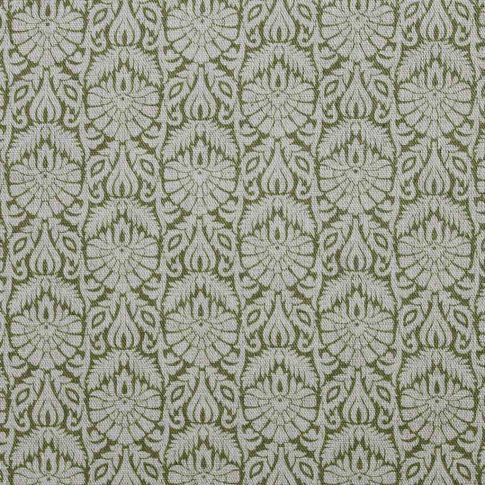 Krista Khaki - Curtain fabric with abstract Green floral pattern