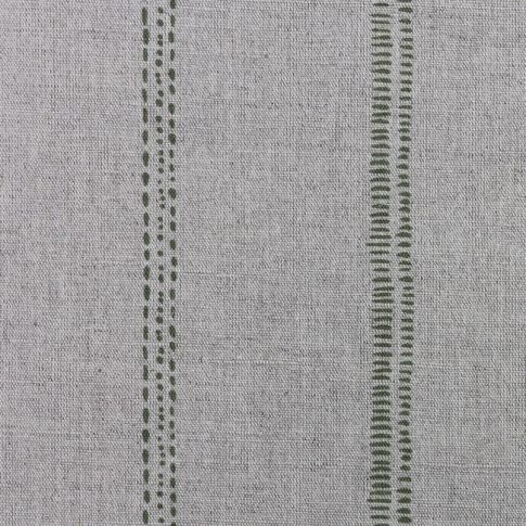 Rae Khaki - Curtain fabric with green hand drawn stripes