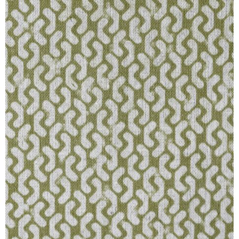 Arina Khaki - Natural curtain fabric, Green abstract print