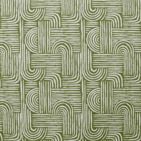 Ediva Khaki - Curtain fabric with Green abstract print