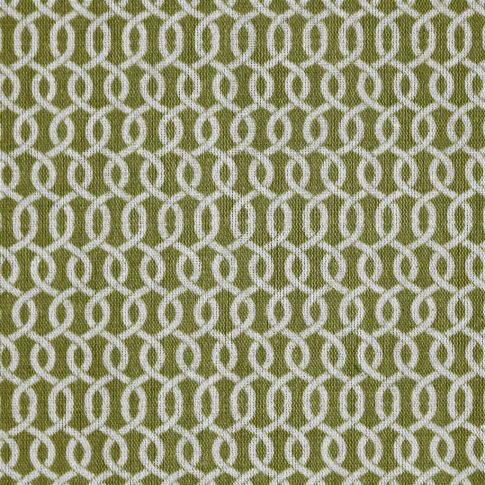 Gisla Khaki - Natural curtain fabric, Green abstract print