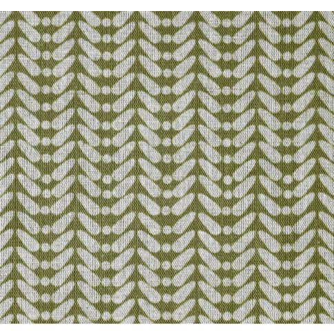 Hirlev-INV Khaki - Natural curtain fabric, Green contemporary print
