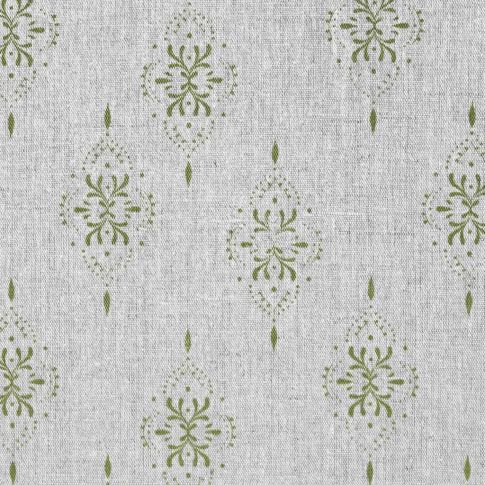 Iiris Khaki - Curtain fabric with Green abstract print