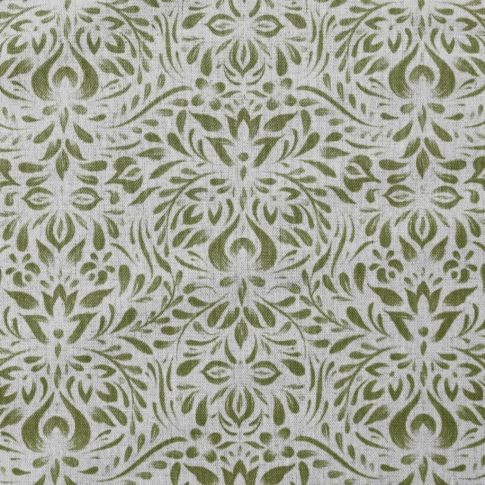 Jasmi Khaki - Curtain fabric with Green abstract print