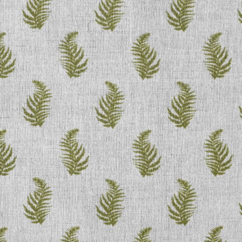 Lena Khaki - Curtain fabric with Green botanical print