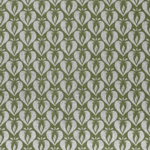 Mimosa Khaki - Curtain fabric with Green abstract print