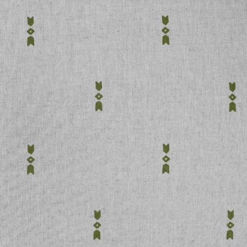 Modena Khaki - Curtain fabric with Green abstract print