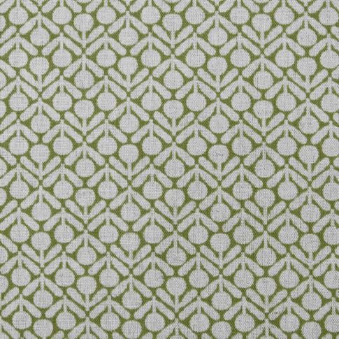 Nessa Khaki - Curtain fabric with Green abstract print
