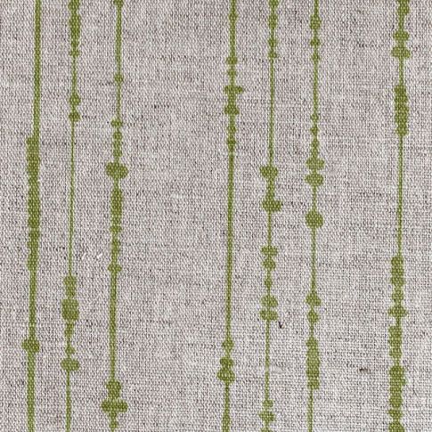 Pearls Leaf - Natural curtain fabric, Green pearls print