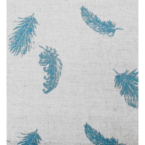 Feathers Marine - Blue feathers print on Linen Cotton fabric