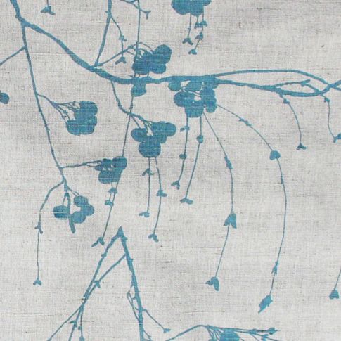 Berry Marine - Botanical Blue print on Linen Cotton fabric