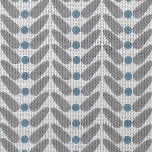 Hilda Marine - White curtain fabric printed with Blue and Grey