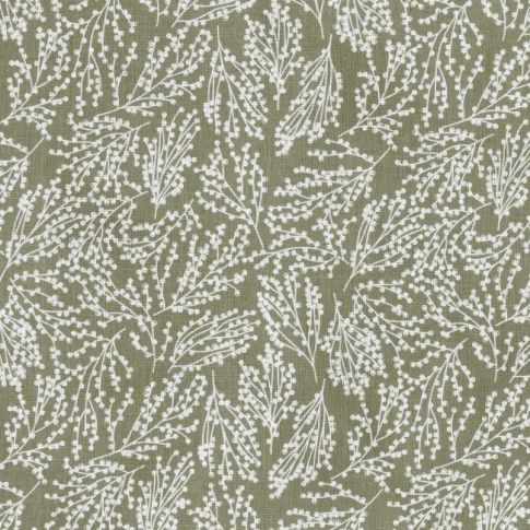 Lisbell Moss - Curtain fabric with Green botanical print