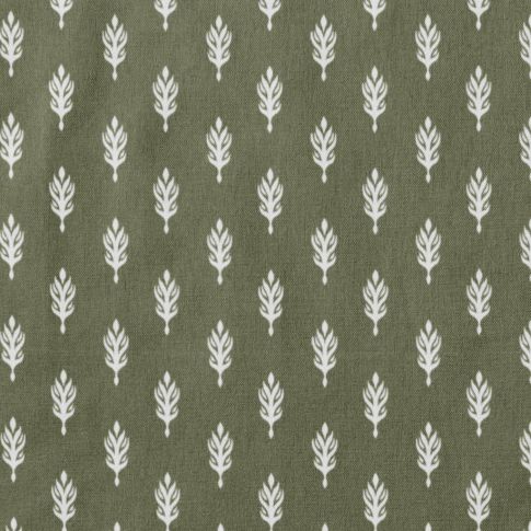 Sariann-INV Moss  - Curtain fabric with Green botanical print