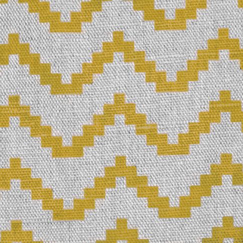 Azig Mustard - Curtain fabric, Mustard Yellow bold zig-zag pattern