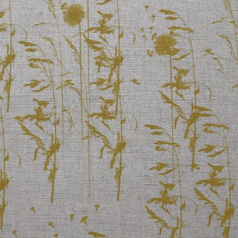 Breeze Mustard - Curtain fabric with Yellow botanical pattern