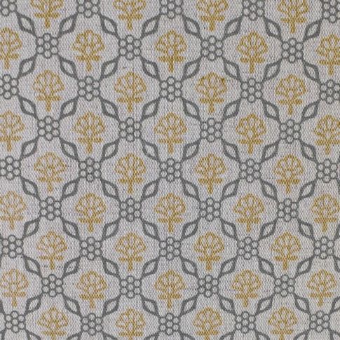 Hilla Mustard Greige - Curtain fabric, abstract Yellow and Grey pattern
