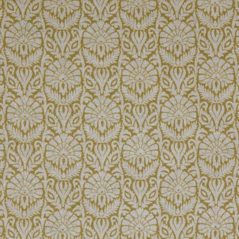 Krista Mustard - Curtain fabric with an abstract Yellow floral pattern