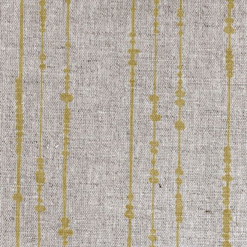 Pearls Mustard - Natural curtain fabric, Yellow pearls print