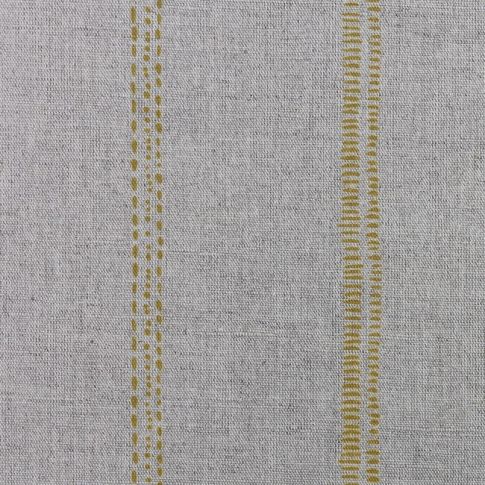 Rae Mustard - Curtain fabric with yellow hand drawn stripes