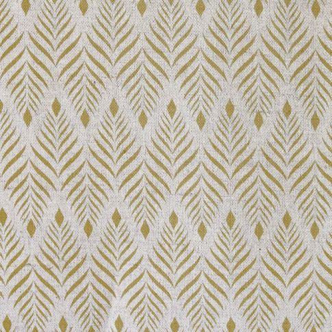 Sylvia Mustard - Yellow abstract print on Natural fabric