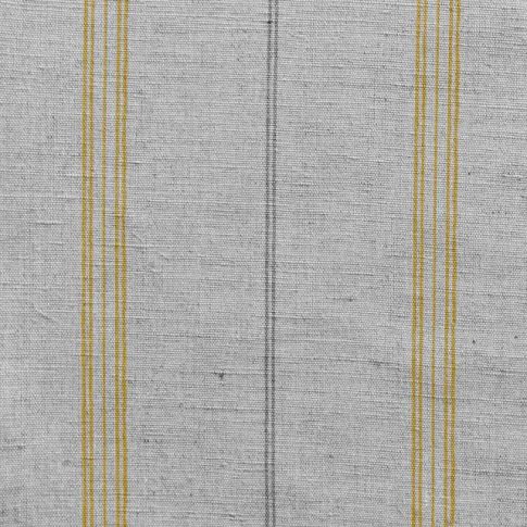 Elise Mustard - Linen Cotton mix curtain fabric, Yellow & Grey stripes