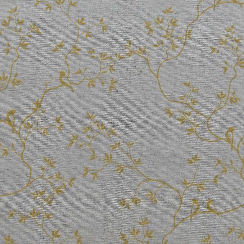 Goldfinch Mustard- Curtain fabric with yellow botanical print