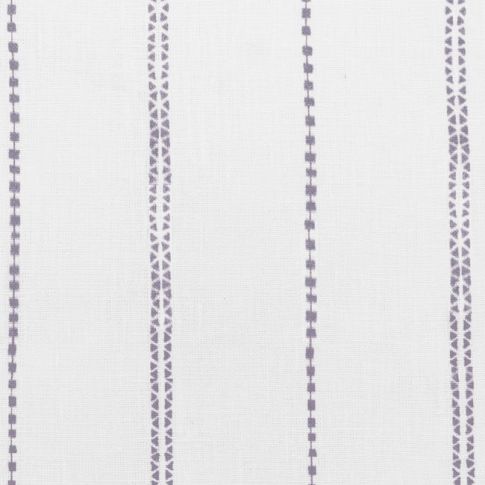 Inga New Fig - White fabric with Purple decorative stripes, 100% Linen