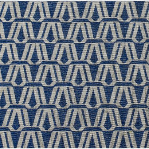 Elva Night Blue - Natural curtain fabric, Dark Blue contemporary print