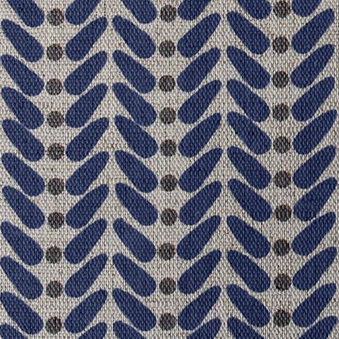 Hulda Night Blue - Natural Fabric printed with Dark Blue and Grey