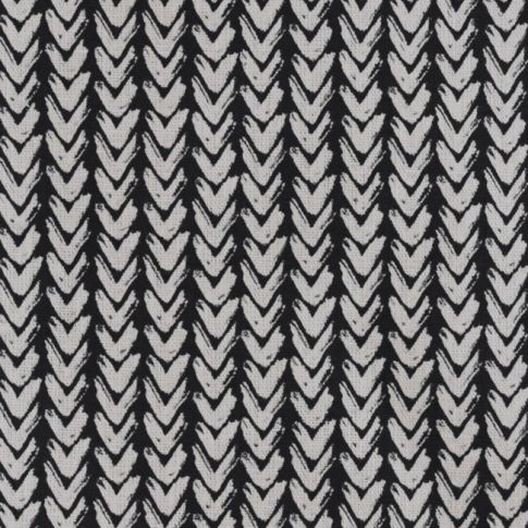 Fia Noir - Linen curtain fabric, abstract Black pattern