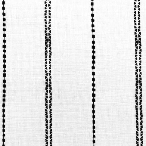 Inga Noir - White fabric with Black decorative stripes, 100% Linen