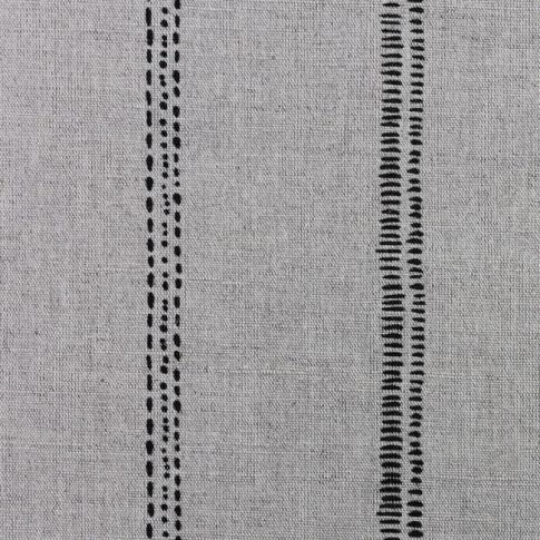 Rae Noir - Curtain fabric with Black hand drawn stripes