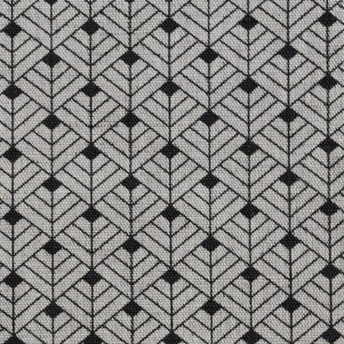 Rine Noir - Curtain fabric, abstract Black geometric pattern