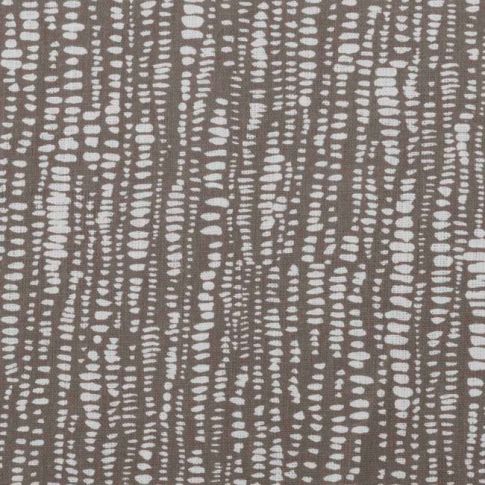 Dora-INV-WHT-Nougat - White fabric with Brown Abstract Print, 100% Linen