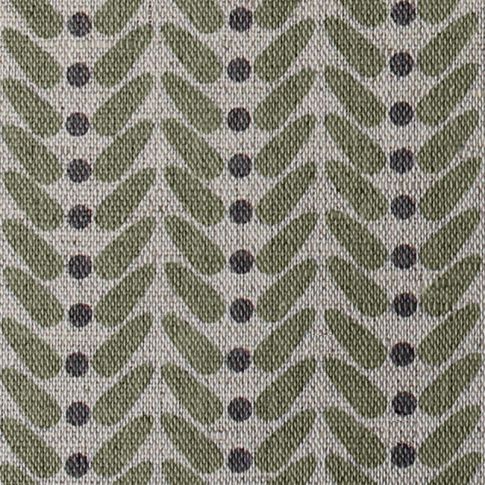 Hulda Olive - Fabric for curtains printed with Olive Green and Grey