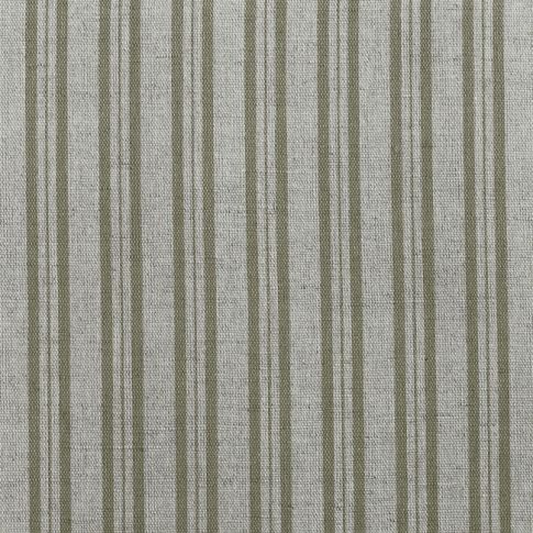Olga Olive - Green Linen mix fabric, Patterned, Striped