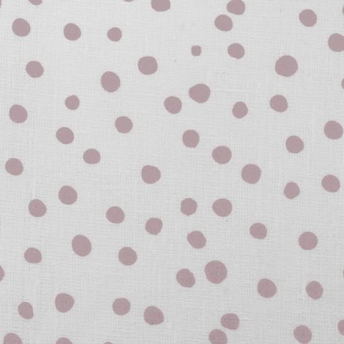 Dottie Peony-WHT - Dotted fabric with Pink spots, 100% Linen