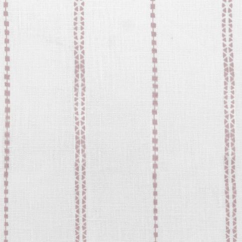 Inga Peony - White fabric with Pink decorative stripes, 100% Linen