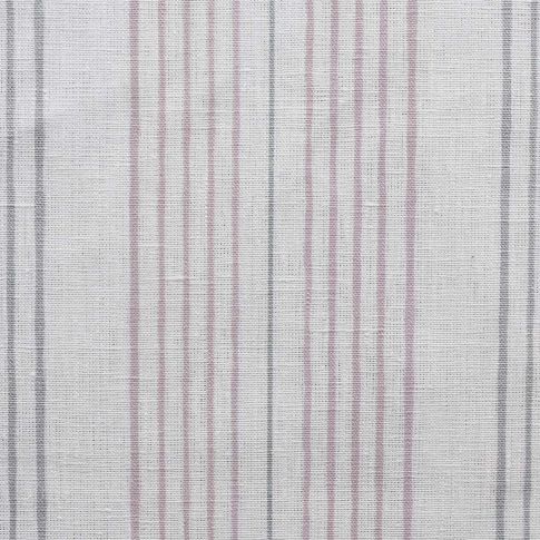 Else-Peony- WHT -  Linen curtain fabric, Pale Pink & Grey stripes