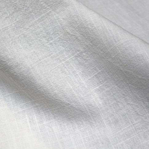 Perla Pure White - White Linen mix fabric, Plain