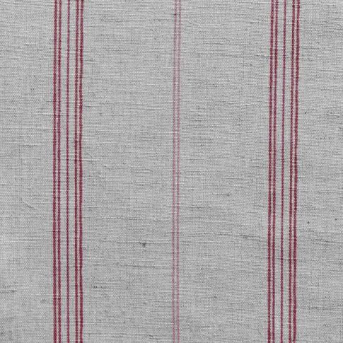 Elise Pink Cherry - Linen Cotton mix curtain fabric, Pink & Red stripes