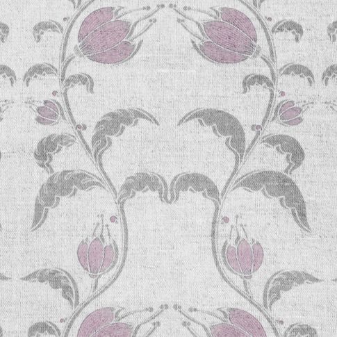 Dana Powder Rose - Curtain fabric with pink / grey flower print
